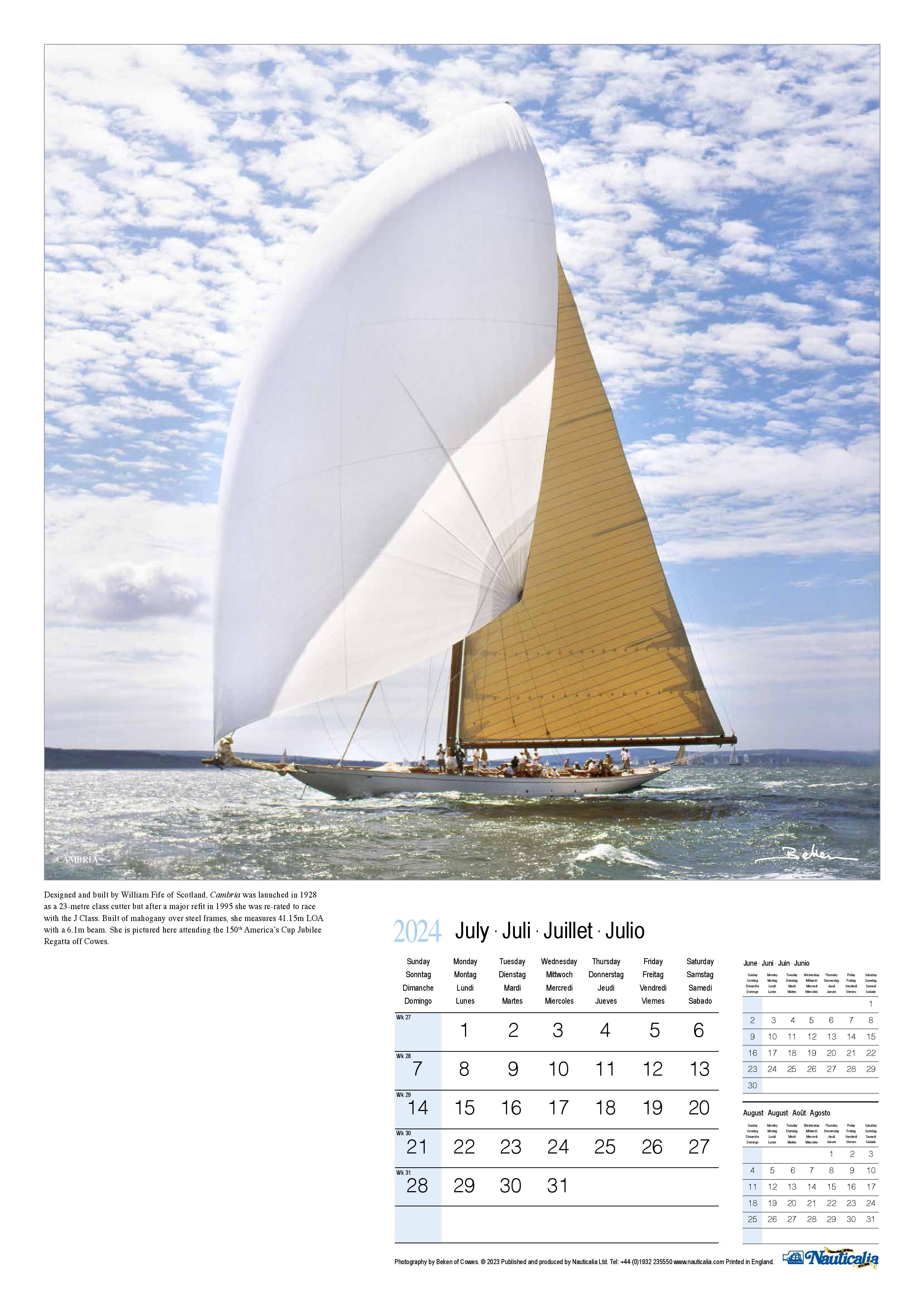 Calendar Beauty Of Sail Beken of Cowes Marine Photography